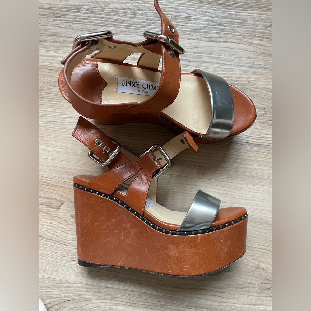 Never worn Jimmy Choo leather platform sandals